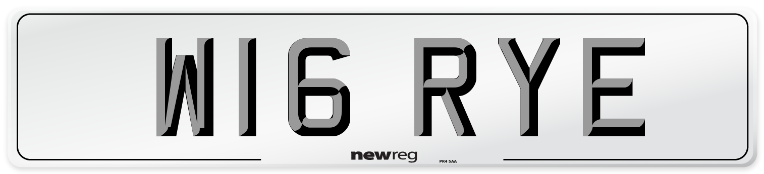 W16 RYE Number Plate from New Reg